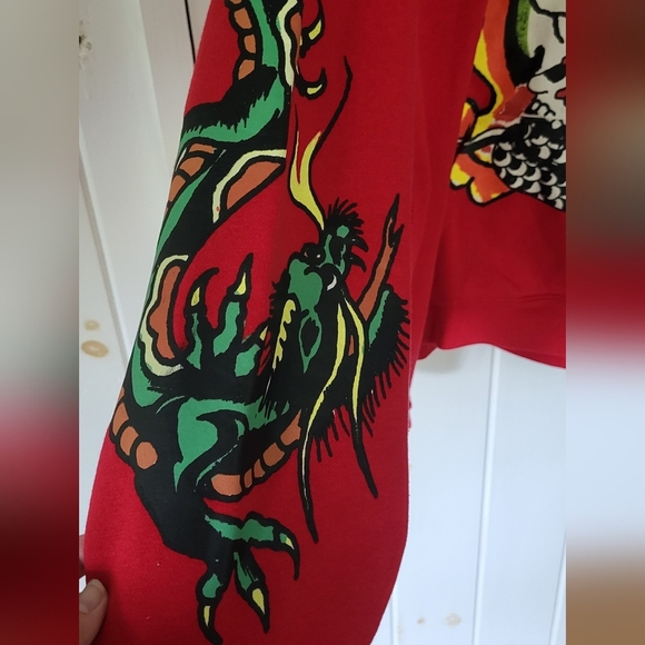 Ed Hardy Love Kill Slowly Skull Tattoo Y2K Red Snake Hoodie - Picture 6 of 7